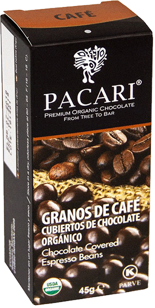 Kávové zrná v horkej čokoláde BIO